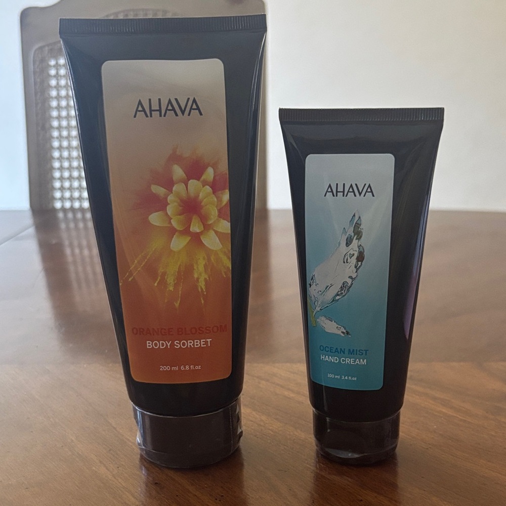 AHAVA Orange Blossom Body Sorbet Moisturizing Cream & Ocean Mist Hand Cream